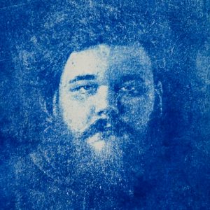 Oil paint transfer print made from a laser-printed photograph, by Jelena Kintero